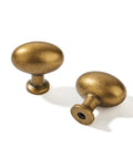 Antique Brass Cabinet Knobs 10 Pack 1-3/8 Inch Oval Drawer Knobs For Cabinets Dressers Closets And Kitchens