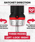 Ultimate 26-Piece Ratcheting Screwdriver Bit Set With S2 Steel Bits, Magnetic Driver And Telescopic Rod Perfect For Any Garage, Home Repair Or DIY Project That Demons High Performance And Reliability. Ratchet direction switch