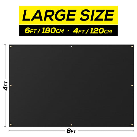 4x6ft Silicone Coated Fiberglass Welding Blanket Fireproof And Fire Retardant Beefed Up Heavy Duty Heat Shield, black with grommets.