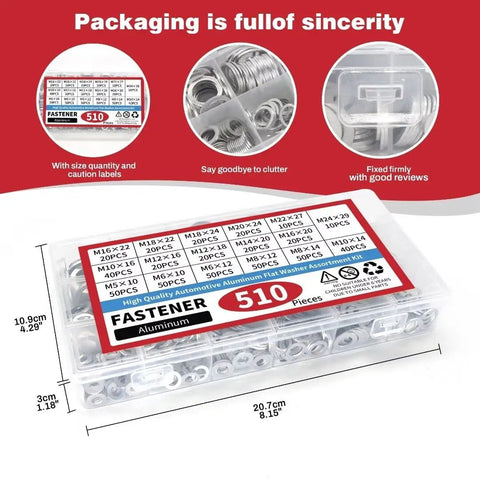 Automotive Metric Oil Drain Plug Gasket Crush Washer Set Aluminum Flat Washer Assortment Kit With 17 Sizes M5-M24