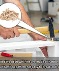 Person using hammer to secure 8 Value Wood Dowels Kit With Fluted Dowel Pins In 1 Quarter Inch, 3 Eighth Inch, 5 Sixteenth Inch Sizes