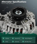Close-up of Drops Right In 12V 125Amp Alternator With CW S6 Pulley Fits Hummer H3 2007 2010 Chevrolet Colorado 2007 2012