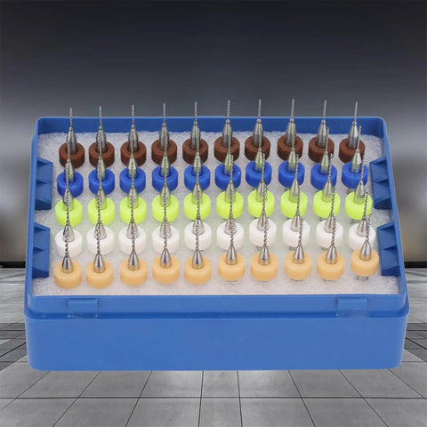 Pro Grade Carbide Micro Drill Bits Set 50Pcs 0.5-0.9mm Spiral Flute Engraving Tools High Precision For PCB in blue case