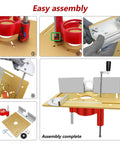 Image showing easy assembly steps for Built Tough Durable Aluminum Router Table Insert Plate, Reliable Flip Plate For Woodworking Benches.