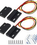 Dual NC NO Magnetic Reed Switch Proximity Sensor For 127V Systems, black casing, red-yellow wiring, screws, 2 pack