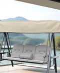 Swing Canopy Replacement Cover For Outdoor Porch And Patio 64.57 By 44.89 By 5.9 Inches Waterproof Windproof Sunshade Beige on swing