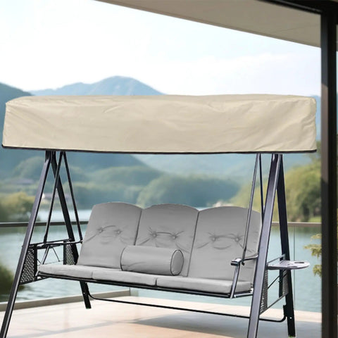 Swing Canopy Replacement Cover For Outdoor Porch And Patio 64.57 By 44.89 By 5.9 Inches Waterproof Windproof Sunshade Beige on swing