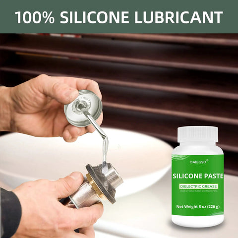 Applying 8oz Silicone Dielectric Grease For Electrical Connectors And O Rings Waterproof with curved brush, bottle shown beside