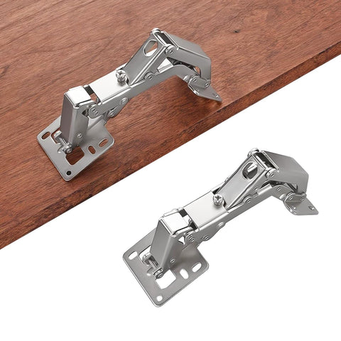 Big Angle Cabinet Door Hinges Set, 2 Pack Hidden Frameless Hinges With Fixing Screws, Includes 16 Screws, Adjustable 130 To 170 Degree, 170 Degree Maximum, Copper Nickel Plated For Full Overlay Cabinets, Easy Installation