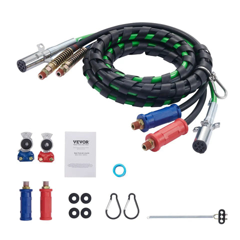 15 Foot Semi Truck Air Lines Kit With Glad Hands And 3 In 1 Air Hoses Plus 7 Way ABS Power Line Includes 2 Glad Hands 4 Seals