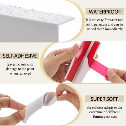 Baseboard Corner Blocks Self Adhesive Rubber Safety Protectors for Walls and Furniture Edge Guard Cushions White, waterproof, soft, adhesive.