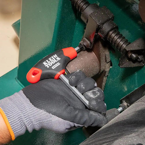 JTH410E T-Handle Hex Key Set 10-Piece SAE Inch Hex Wrenches in use for tight space access