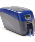 Dual Sided ID Card Printer Delivering Automatic Feeding For No Stress Badge Creation and solid gray and blue design.