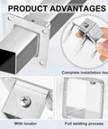 8 Pack Square Post Bases 1x1 Stainless Steel Flange Anchors for Fence, Deck, and Railing Support, installation tools visible