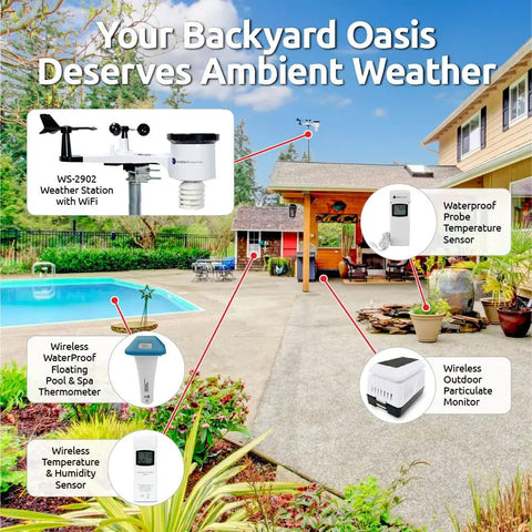WS-2902 Ambient Weather Station With Wireless Indoor Outdoor Sensors, Real Time Forecasts for Smart Home Weather Tracking