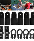 Heavy Duty 12 Piece Boat Deck Hinge Jaw Slide Eye End Cap Kit For Marine Yacht Bimini Top 7/8 Inch Black Nylon Pipe Tube Fitting Replacement Hardware Accessory Set, black nylon fittings for 7/8 inch boat bimini top