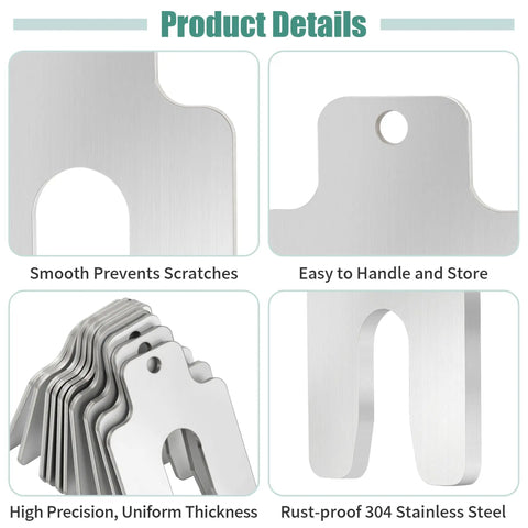 Top Tier 80 Piece 2X2 Inch 304 Stainless Steel Slotted Shims Kit Size A with precision cutouts for easy handling and storage.