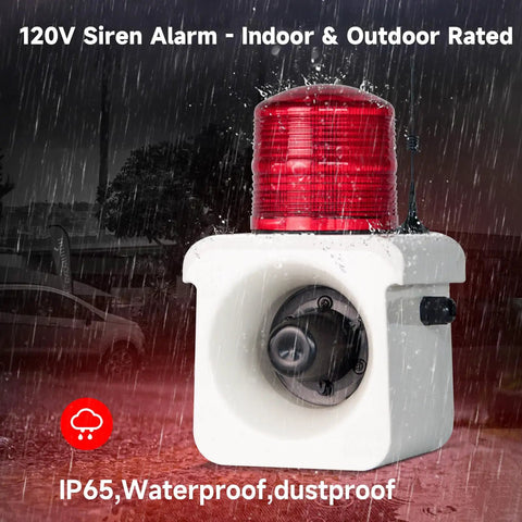 Straight Up Heavy Duty Wireless Alarm Siren With Bright Led Strobe And Loud 120Db Horn, Long Range Remote Control Built Tough For Warehouse Theft Deterrent And Factory Loss Prevention, Ac 110V