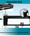 Metal adjustable component for 2 to 12 Inch Hole Cutter Tool for sheet metal and ductwork, showing scale and adjustment feature.