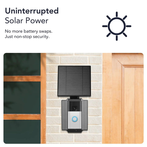Universal Solar Charger For Ring Battery Doorbell Series And Wyze Wireless Video Doorbell Pro installed outdoors