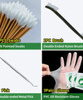 9mm Bore Cleaner And Pro Grade 5 Oz CLP Oil Gun Cleaning Kit tools: swabs, double-ended brush, metal pick, and gloves