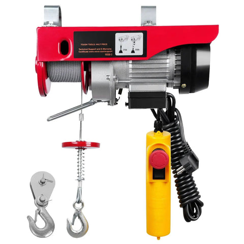 Badass 550 Pound Electric Hoist Crane Featuring Dead Simple Dual Remotes For No Sweat Lifting Top Shelf Overhead Garage Winch.