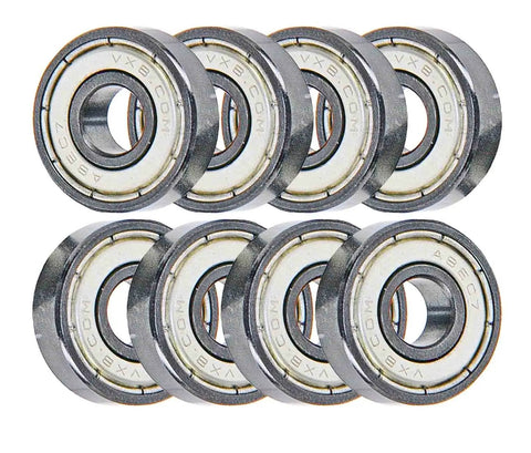 Set Of Eight 608ZZ Skateboard Bearings With Double Metal Shields And Clean Oil Lubrication For Fly Rolling And Dope Long Lasting Speed While Shredding Concrete