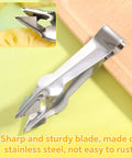 4 Piece Pineapple Eye Remover Kit With Stainless Steel Core Cutter and Peeler with V-shaped cutter on wooden board