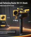 Heavy Duty Slab Flattening Router Bit With One Quarter Inch Shank One And One Quarter Inch Cutting Diameter Two Plus Two Pro Grade Titanium Coated Flutes Carbide Inserts For CNC Spoilboard Surfacing MDF Planing Slab Leveling And Rabbeting