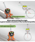 Nuvium pipe center finder installed on pipe with orange Y-shaped base, embedded magnets, dial protractor.