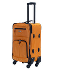 Expandable Spinner Carry On Luggage 19 Inch Orange That Rolls Easy With Four Directional Wheels Aluminum Telescoping Handle