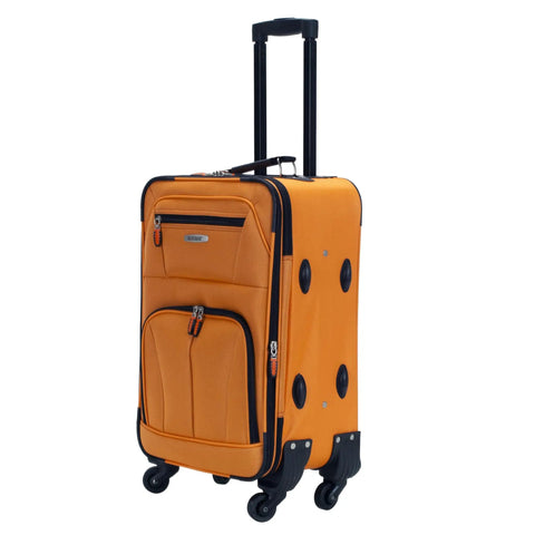 Expandable Spinner Carry On Luggage 19 Inch Orange That Rolls Easy With Four Directional Wheels Aluminum Telescoping Handle