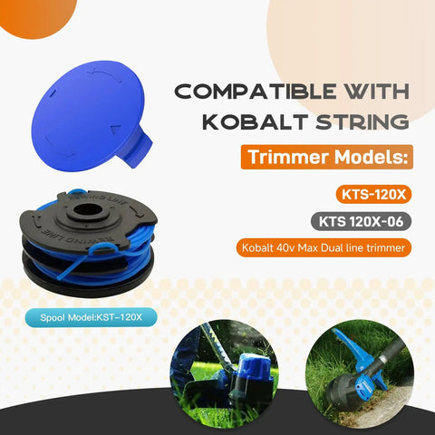 Kobalt 40V Cordless String Trimmer Spool Replacement For KST 120X Dual Line Autofeed Refills 20ft 0.065 In 8 Pack display
