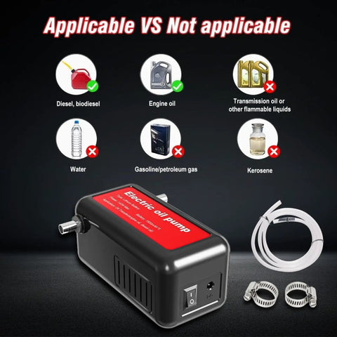 Wireless 21V 140W Rechargeable Oil Transfer Pump With Beast Power Suction For Cars Boats Helicopters Motorcycles And Outdoor Equipment A Fast Quiet Liquid Transfer Tool For Fuel Oil And Other Fluids, black pump with hose and clamps