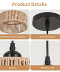 Totally Vibe Ready 2 Pack Rattan Pendant Lights, Handwoven Wicker Hanging Lamps, hand-woven shade, frosted metal base, adjustable cable.