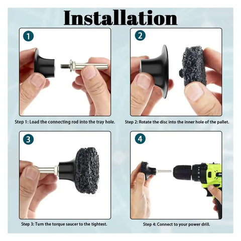 Installation steps for Get Your Hands On This Ultimate 2 Inch Sanding Disc Set with images showing disc attachment process.