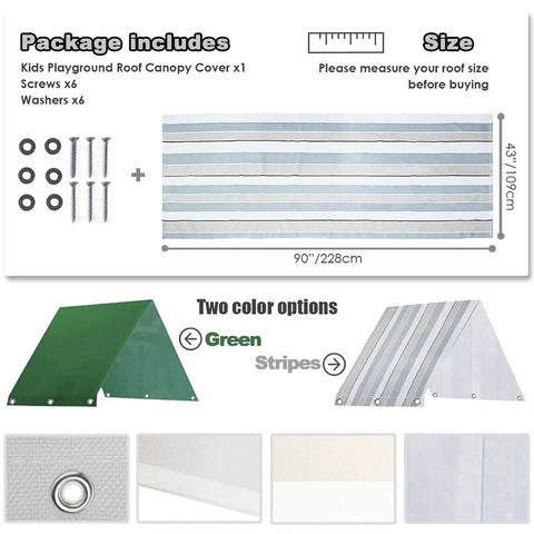All Season Protection 43 By 90 Inches Swing Set Canopy Replacement Tarp Made From Waterproof 600D Oxford Cloth with stripes
