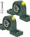 Two AR-PRO UCP204-12 mounted pillow block bearings with 3/4 in bore and solid cast iron bases