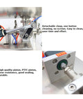 Close-up of Heavy Duty Automatic Quantitative Filling And Sealing Machine with Horizontal Mixing Hopper stainless steel components and PTFE piston.