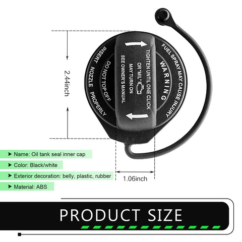 Gas Cap For Volkswagen And Audi Models 5C0201550T 5Q0201550L with dimensions and ABS material details labeled in image