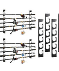 Heavy Duty Fishing Rod Rack Wall Or Ceiling Mount Set Holds Up To 10 Rods, Metal Tackle Storage Organizer With Protective Layers