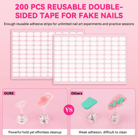 Magnetic Nail Stand Set For Press On Nails Handy Nail Art Display Holder With 200 Pcs Double Sided Tape comparison image