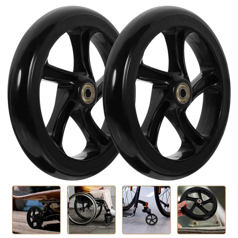 Two Pack 175mm PU Scooter Wheels Replacement Set For Mobility And Stunt Riding Non Slip Wear Resistant Weatherproof