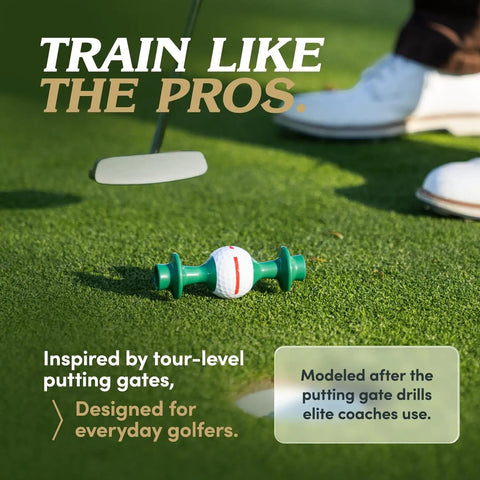 Putting Trainer Alignment Gate That Reveals Push Pull And Face Angle For Start Line And Roll Consistency on golf green