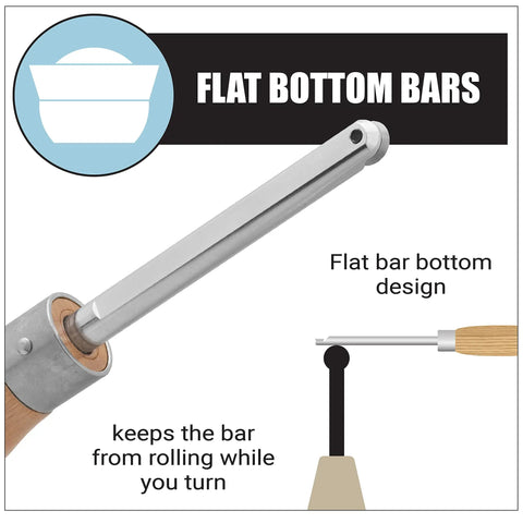 Flat bar bottom of Carbide Mini Turning Tool Set for Wood Lathe 3 Piece with Flush Fit Comfort Grip Handles and heavy duty ferrules.