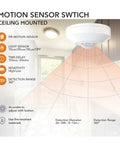 12 24V DC Ceiling Motion Sensor Switch With PIR Occupancy Detection, 360 Degree Coverage, 8-12 Meter Range, High Sensitivity