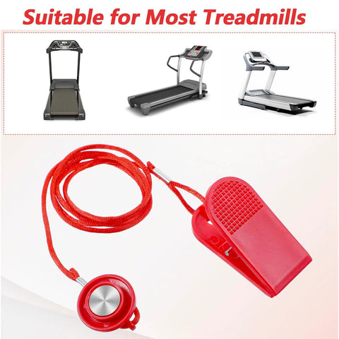 Two Pack Treadmill Magnetic Safety Keys Universal Round Emergency Stop Switch Replacement with red cord and clip for treadmills