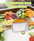 Hendiy large stainless steel crinkle cutter with wooden handle, front view