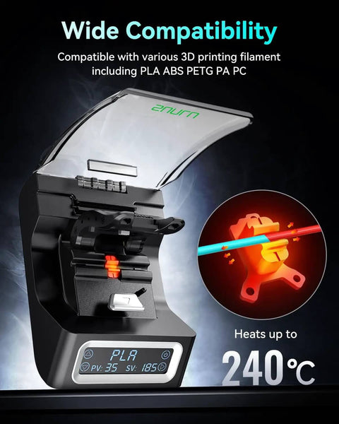 Must Have Filament Connector Splicer Kit With PTFE Sleeve for 1.75mm Filaments, displaying temperature up to 240°C