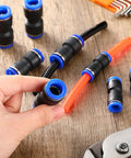Konohan 100-piece push-to-connect air hose fittings, black bodies with blue collars, for 4-12 mm tubing.